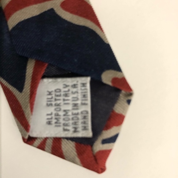Bill Robinson Silk Tie Navy Blue And Red - Picture 3 of 4